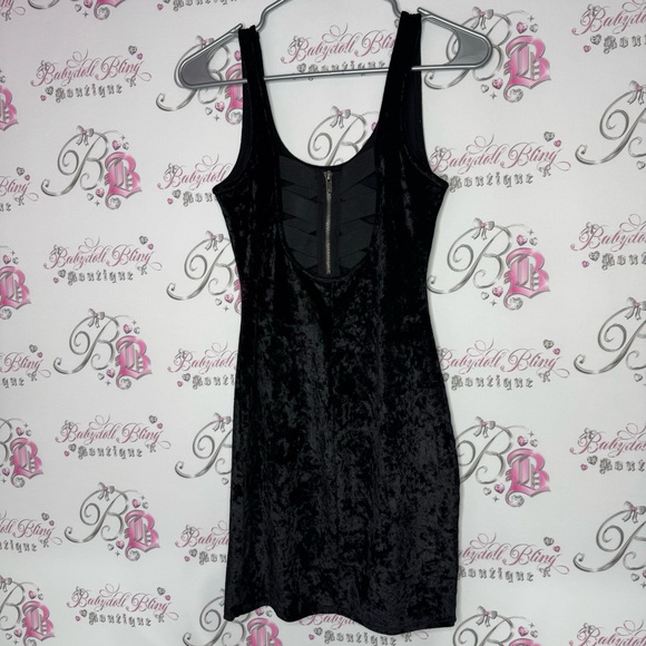 Material girl dress corset backing sexy cut out stretchy velvet velour shiny y2k - Picture 2 of 12